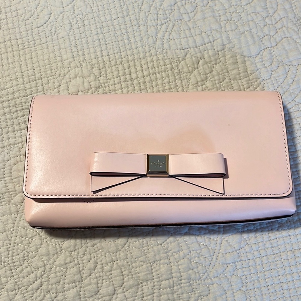 Kate Spade Pink Clutch with Bow Accent